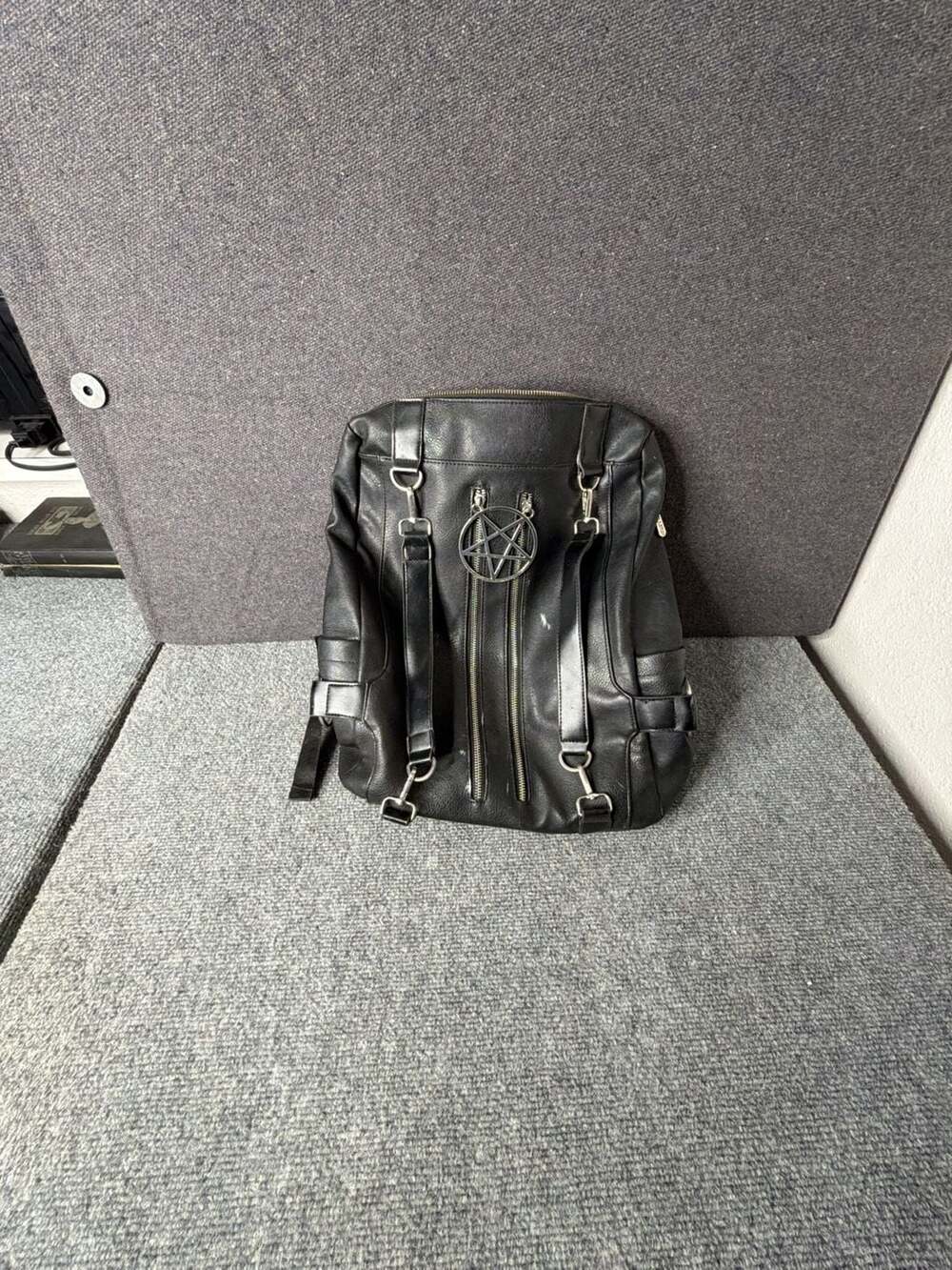 Killstar Hell Awaits Black Faux Leather Pentagram Backpack